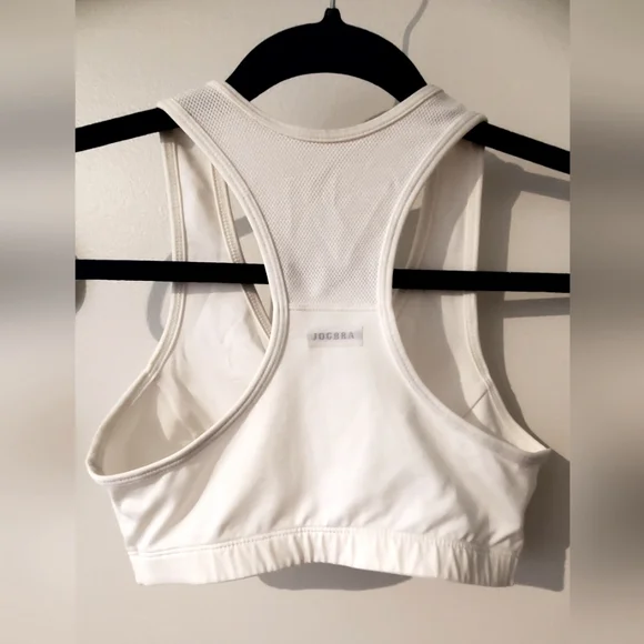 Authentic Jog Bras, NWOT, Front Zip, Full Support, Gray & White, Small - Picture 3 of 4